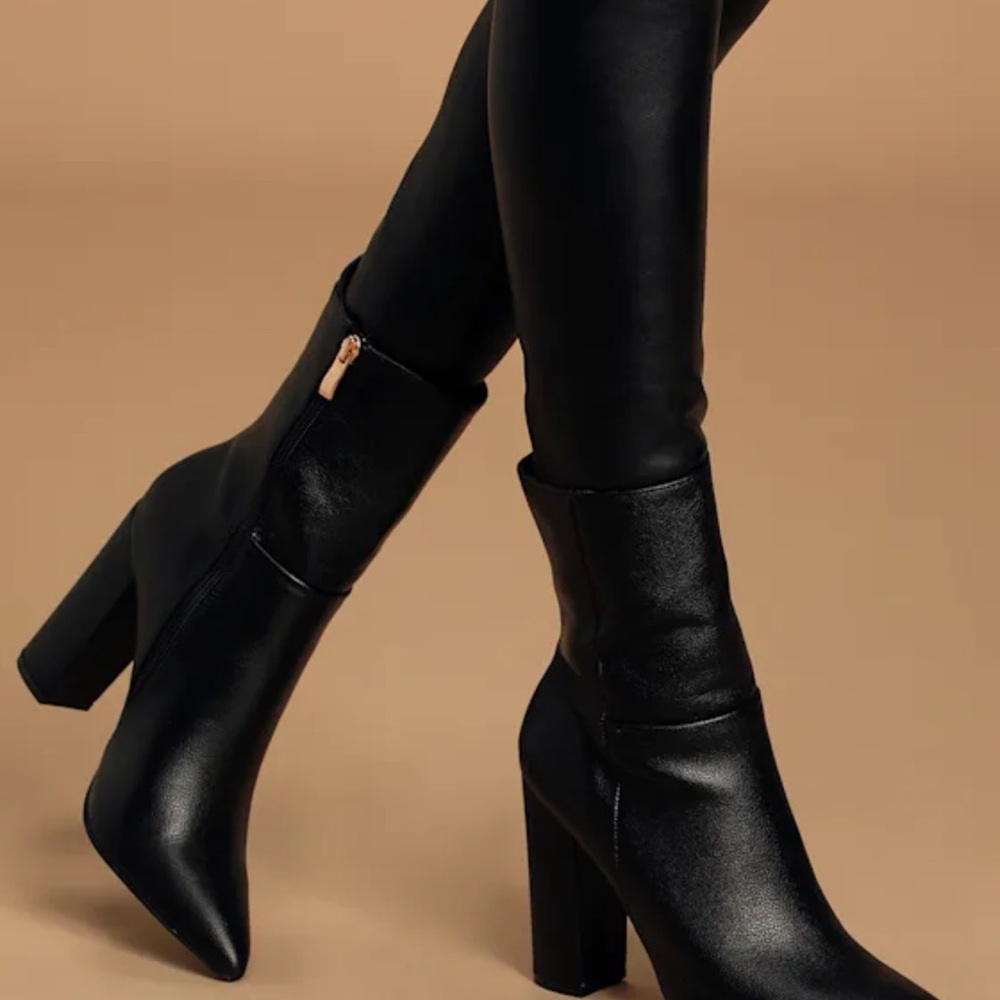 Lulu's Sleek Black Heeled Boots